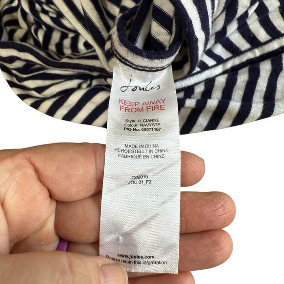 Joules Blk & Wht Stripe Midi Skirt Stretch Straight Side Slits 12 Coastal Preppy - Picture 6 of 9